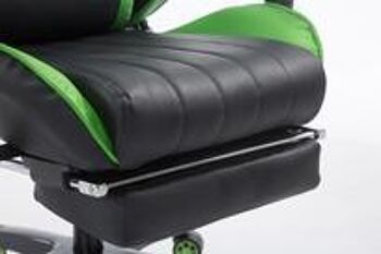 Chaise de bureau - Cuir artificiel - Noir/vert - Design sportif - Avec repose-pieds, SKU637 7