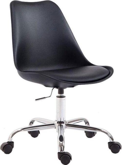 Bureaustoel - Stoel - Scandinavisch design - In hoogte verstelbaar - Kunstleer - Zwart - 48x54x91 cm , SKU648