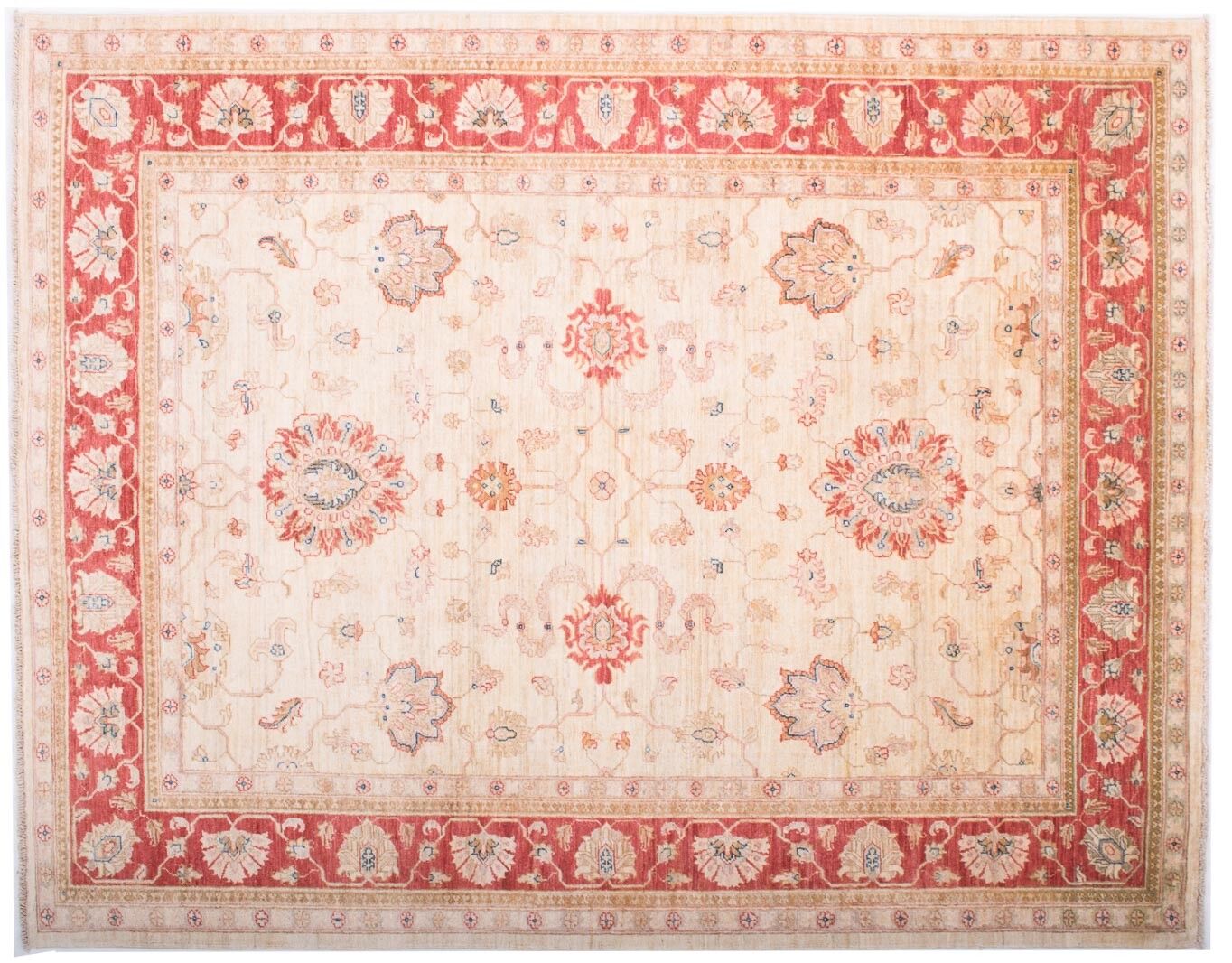 Afghan Feiner Chobi Ziegler 197x155 tappeto annodato a mano 160x200 motivo floreale beige