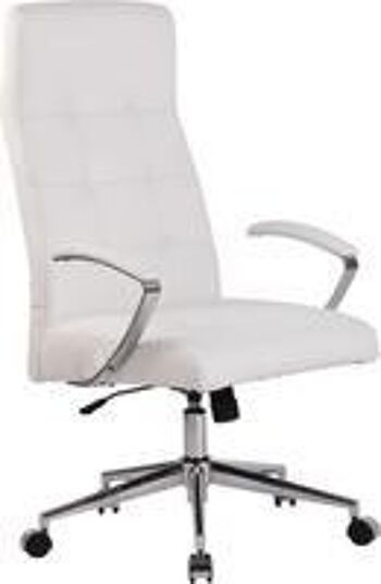 Chaise de bureau - Ergonomique - Réglable en hauteur - Cuir artificiel - Crème - 61x65x124 cm - Blanc , SKU659 1