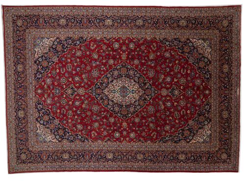 Perser Keshan 436x307 Handgeknüpft Teppich 310x440 Rot Orientalisch Kurzflor Orient Rug
