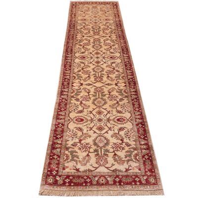 Afghan Chobi Ziegler 291x75 Handgeknüpft Teppich 80x290 Läufer Beige Orientalisch