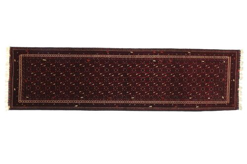 Afghan Mauri 288x86 Handgeknüpft Teppich 90x290 Läufer Rot Geometrisch Kurzflor Orient