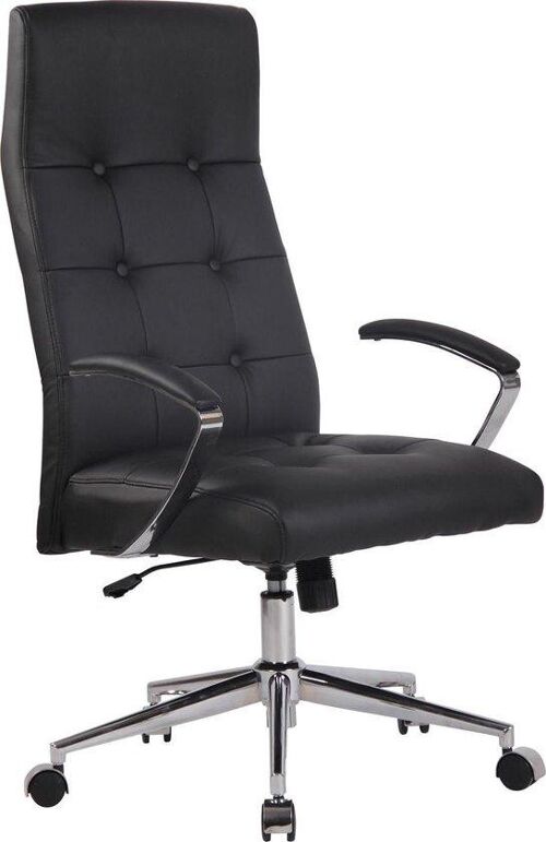 Bureaustoel - Bureaustoel voor volwassenen - Ergonomische bureaustoel - In hoogte verstelbaar - Kunstleer - Zwart - 61x65x124 cm , SKU710
