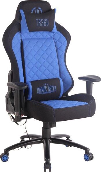 Chaise de bureau - Chaise de jeu - Oreiller - Ajustable - Cuir artificiel - Bleu foncé/noir - 71x62x129 cm, SKU722 1