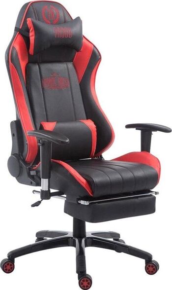 Chaise de bureau - Chaise de jeu - Oreiller - Repose-pieds - Cuir artificiel - Rouge/noir - 129x70x132 cm , SKU723