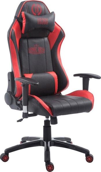 Chaise de bureau - Chaise de jeu - Oreiller - Ergonomique - Cuir artificiel - Vert/noir - 57x70x112 cm - Noir/Rouge, SKU724 1
