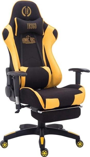 Chaise de bureau - Chaise de jeu - Oreiller - Repose-pieds - Cuir artificiel - Orange/noir - 67x132 cm - Noir/Jaune, SKU726 1