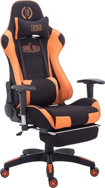 Chaise de bureau - Chaise de jeu - Oreiller - Repose-pieds - Cuir artificiel - Orange/noir - 67x132 cm - Noir/Jaune, SKU726 2