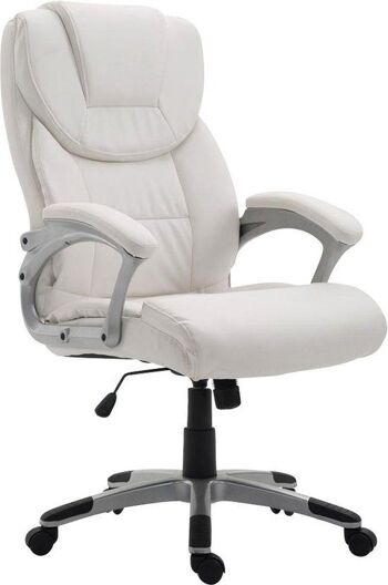 Chaise de bureau - Chaise de bureau - Durable - Matelassé - Tissu - Crème - 67x74x122 cm - Blanc , SKU735 1