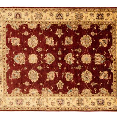 Afghan Chobi Ziegler 205x154 Handgeknüpft Teppich 150x210 Rot Blumenmuster Kurzflor