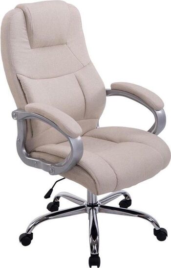 Chaise de bureau - Chaise de bureau ergonomique - Accoudoir - Réglable en hauteur - Cuir artificiel - Crème - 66x70x122 cm , SKU760