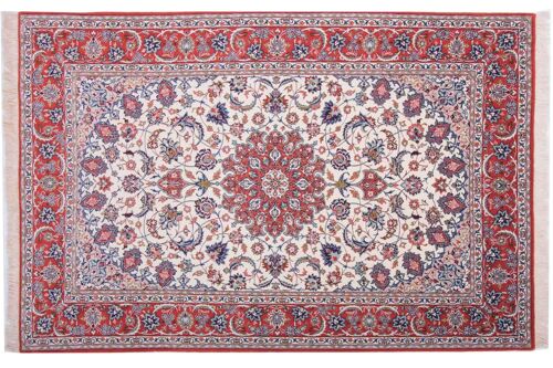 Perser Isfahan 227x150 Handgeknüpft Teppich 150x230 Mehrfarbig Orientalisch Kurzflor