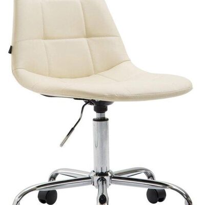 Bureaustoel - Bureaustoelen voor volwassenen - Design - In hoogte verstelbaar - Kunstleer - Zwart - 47x56x89 cm - Creme , SKU788