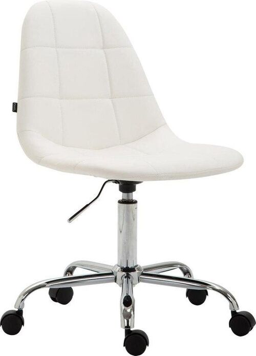 Bureaustoel - Bureaustoelen voor volwassenen - Design - In hoogte verstelbaar - Kunstleer - Zwart - 47x56x89 cm - Wit , SKU790