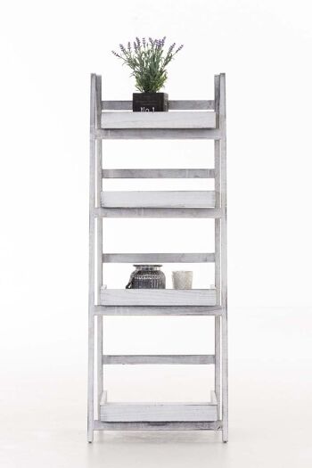 Echelle de rangement - Echelle en bois - Cage d'escalier - Blanc/Gris, SKU798 6