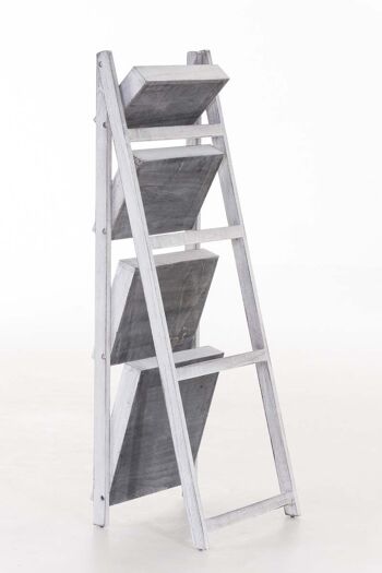 Echelle de rangement - Echelle en bois - Cage d'escalier - Blanc/Gris, SKU798 7