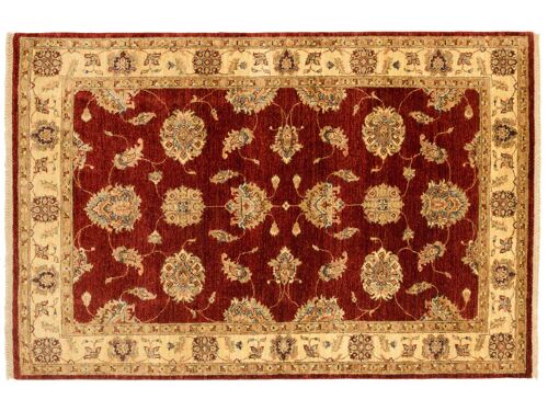 Afghan Chobi Ziegler 186x123 Handgeknüpft Teppich 120x190 Rot Blumenmuster Kurzflor