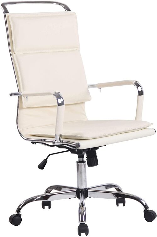 Bureaustoel - Bureaustoelen voor volwassenen - Design - Ergonomisch - Kunstleer - Zwart - 58x63x120 cm - Crème , SKU828