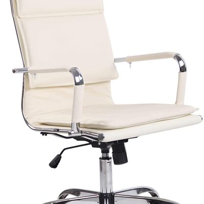 Bureaustoel - Bureaustoelen voor volwassenen - Design - Ergonomisch - Kunstleer - Zwart - 58x63x120 cm - Crème , SKU828
