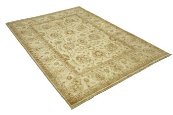 Tapis Afghan Chobi Ziegler 236x167 noué main 170x240 beige fleuri poil court Orient 4