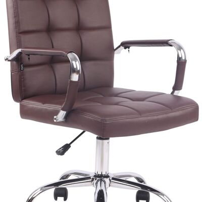 Bureaustoel - Bureaustoel voor volwassenen - Design - In hoogte verstelbaar - Kunstleer - Crème - 59x49x91 cm - Bruin , SKU831