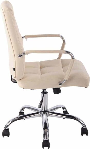 Chaise de bureau - Chaise de bureau pour adultes - Design - Réglable en hauteur - Cuir artificiel - Crème - 59x49x91 cm - Marron , SKU831 3