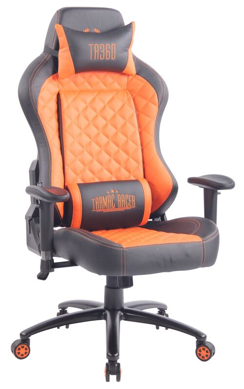 Bureaustoel - Game stoel - Hoofdkussen - Verstelbaar - Kunstleer - Zwart/Oranje , SKU837