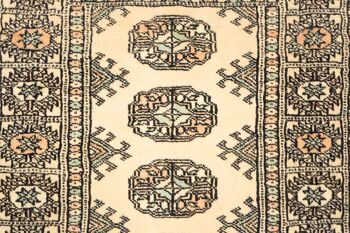 Tapis Pakistan Boukhara 92x65 noué main 70x90 motif géométrique beige, poils ras 3