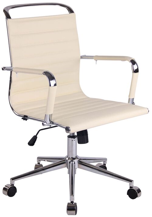Bureaustoel - Stoel - Modern - In hoogte verstelbaar - Kunstleer - Crème , SKU856