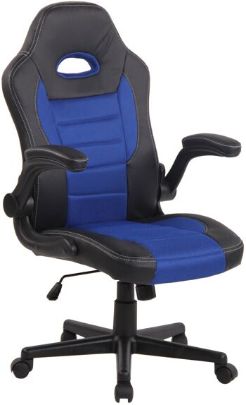 chaise de bureau | Accoudoir Pliable | Confortable - Noir/Bleu, SKU888