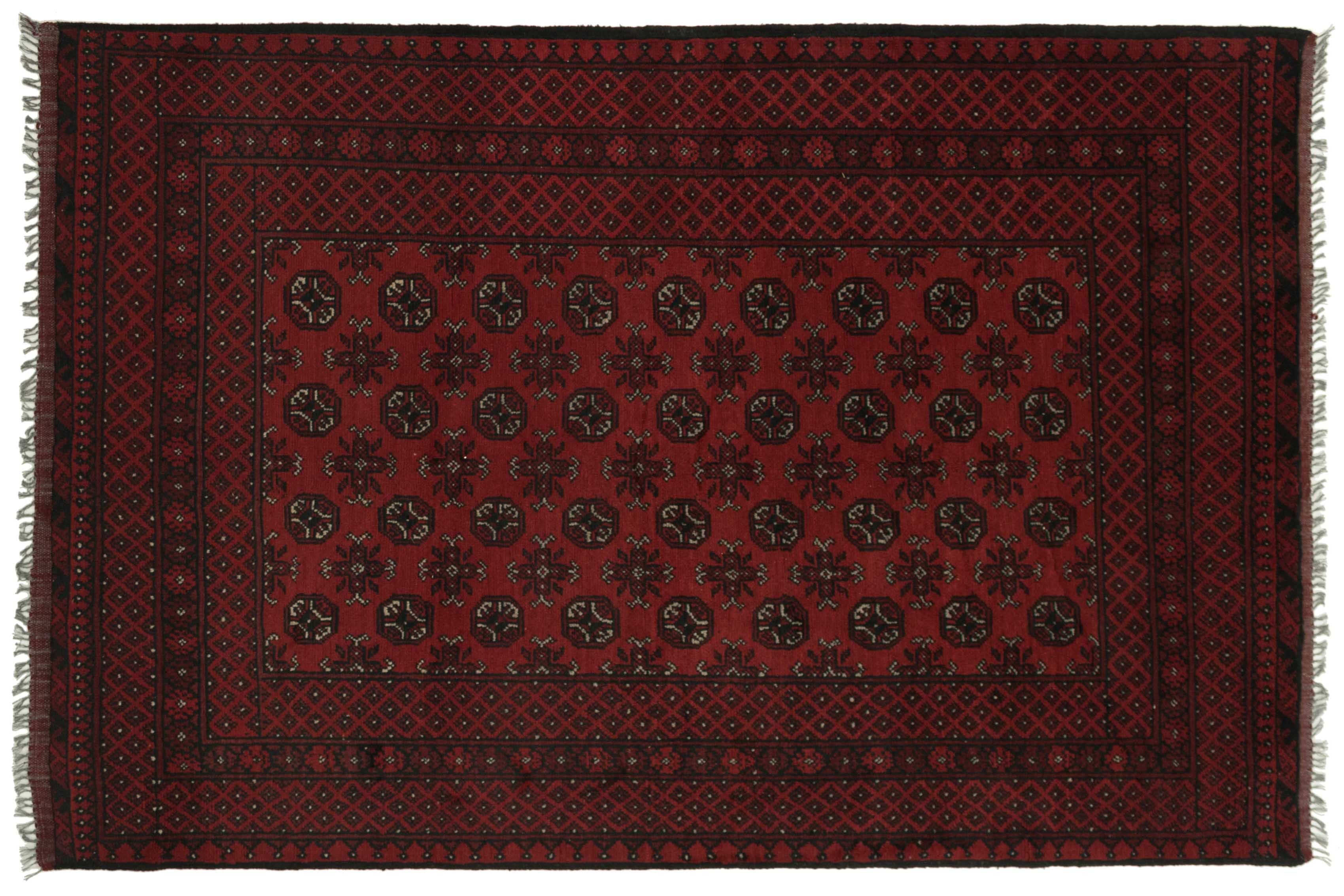 Afghan Aqcha 235x158 tappeto annodato a mano 160x240 rosso orientale a pelo corto Orient rug