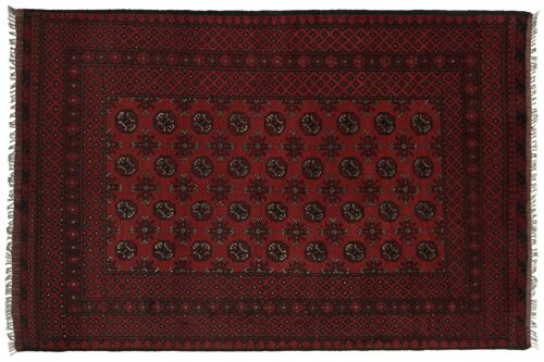 Afghan Aqcha 235x158 Handgeknüpft Teppich 160x240 Rot Orientalisch Kurzflor Orient Rug
