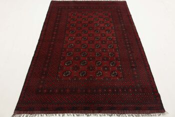 Tapis Afghan Aqcha 235x158 noué main 160x240 Tapis oriental rouge à poils courts d'Orient 2