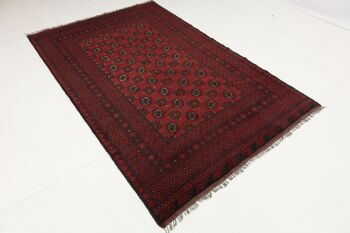 Tapis Afghan Aqcha 235x158 noué main 160x240 Tapis oriental rouge à poils courts d'Orient 4