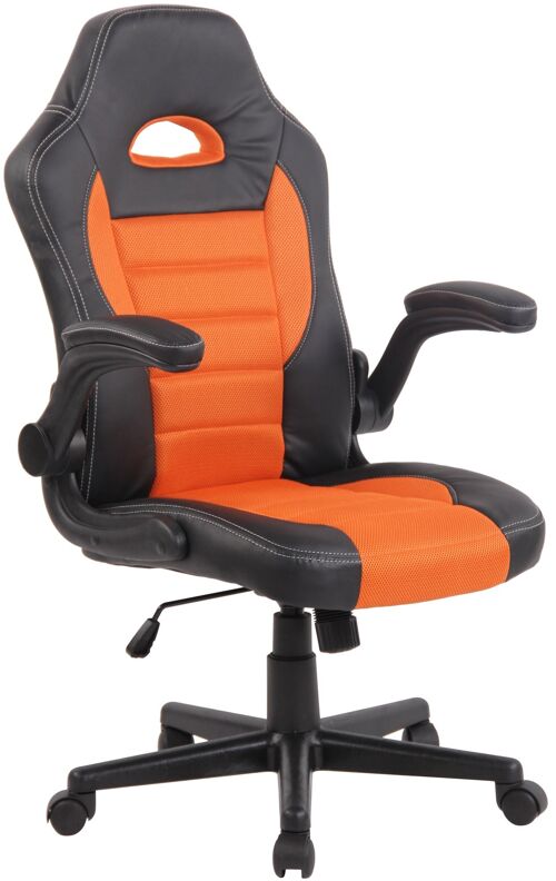 Bureaustoel | Armleuning Inklapbaar | Comfortabel - Zwart/Oranje , SKU890