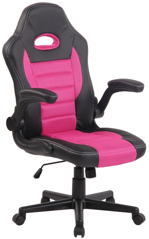 Bureaustoel | Armleuning Inklapbaar | Comfortabel - Zwart/Roze , SKU891