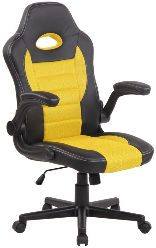 Bureaustoel | Armleuning Inklapbaar | Comfortabel - Zwart/Geel , SKU892