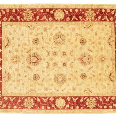 Afghan Chobi Ziegler 198x149 hand-knotted carpet 150x200 beige flower pattern short pile