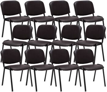 Chaises - Chaises chaises de salle à manger - Lot de 12 - Empilable - Cuir artificiel - 53x53x83 cm - Marron, SKU921 1