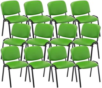 Chaises - Chaises chaises de salle à manger - Lot de 12 - Empilable - Cuir artificiel - 53x53x83 cm - Vert, SKU924 1