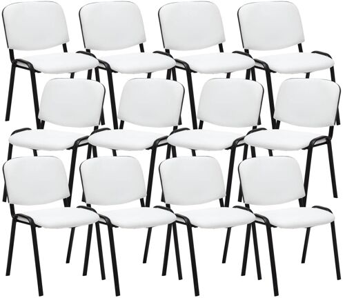 Stoelen - Stoelen eetkamerstoelen - Set van 12 - Stapelbaar - Kunstleer - 53x53x83 cm - Wit , SKU928