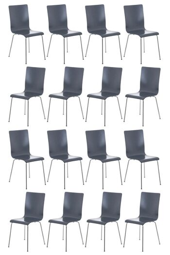 Chaises - Chaises de salle à manger - Lot de 16 - Design - Bois - 43x47x87 cm - Gris , SKU936