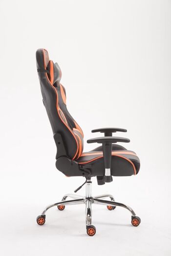 Chaise de jeu en cuir artificiel - sans repose-pieds - noir/orange - 135x70x135 , SKU955 2