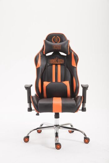 Chaise de jeu en cuir artificiel - sans repose-pieds - noir/orange - 135x70x135 , SKU955 3