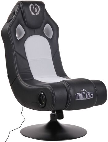 Chaise de jeu - Chaise pivotante - Chaise sonore - Blanc/Noir , SKU958 1