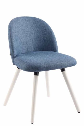 Chaise de salle à manger - Tissu - Pieds blancs - Stable - Bleu , SKU963 1