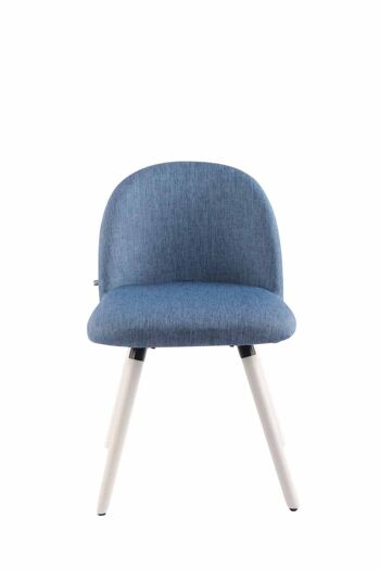 Chaise de salle à manger - Tissu - Pieds blancs - Stable - Bleu , SKU963 2