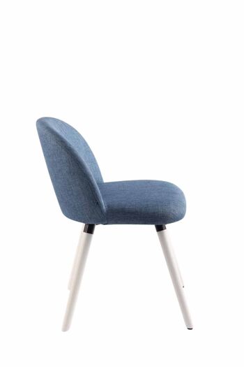 Chaise de salle à manger - Tissu - Pieds blancs - Stable - Bleu , SKU963 3