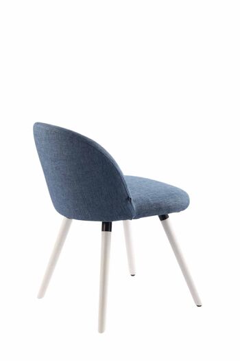 Chaise de salle à manger - Tissu - Pieds blancs - Stable - Bleu , SKU963 4